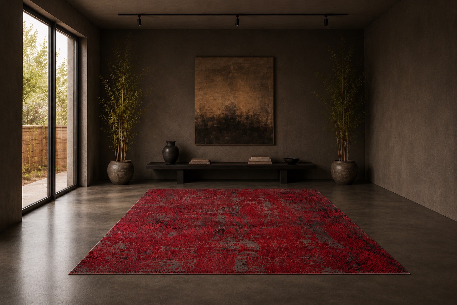 Woolknot el dokuma halısı, modern bir mekanda